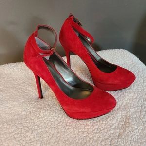 Red suede heels